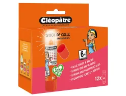 Stick de colle cleopatre invisible forte usage sans solvant carton papier photos des 6 ans 8gr lot de 12