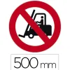 Sticker sol viso chariots elevateurs interdits pictogramme adhesif diametre 500mm conforme norme iso 7010