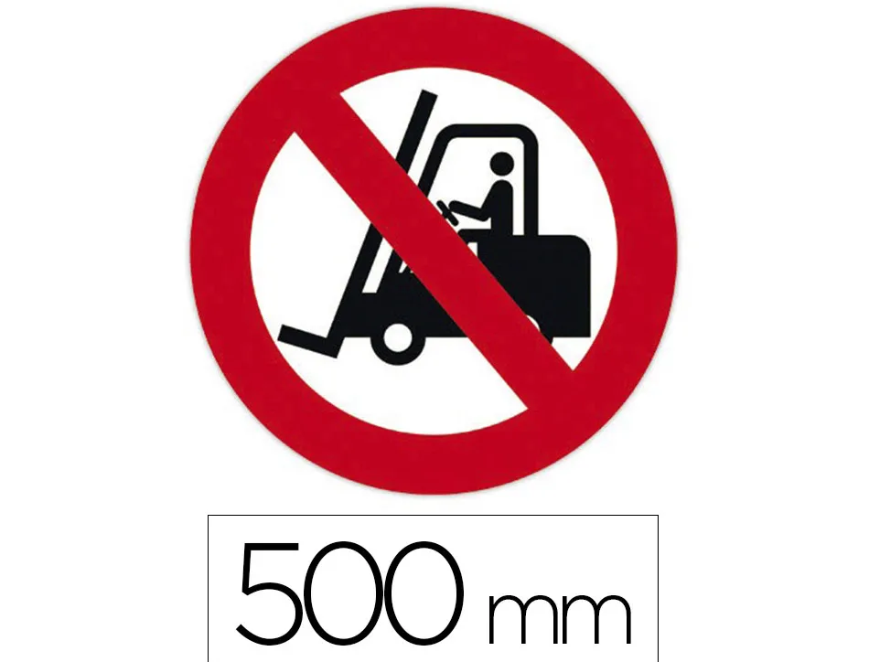 Sticker sol viso chariots elevateurs interdits pictogramme adhesif diametre 500mm conforme norme iso 7010