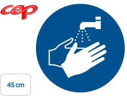 Stickers cep de signalisation de lavage des mains obligatoire pose au sol diametre 45cm