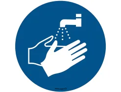 Stickers cep de signalisation de lavage des mains obligatoire pose au sol diametre 45cm