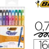 Stylo bic gelocity original pointe moyenne 0,7mm encre gel retractable coloris assortis pack semi-rigide 16