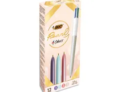 Stylo bille bic 4 couleurs pearl pm 1mm coloris assortis boite de 12 unites