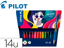 Stylo- bille g-2 pilot pochette 14 pointe moyenne 0.7mm coloris assortis