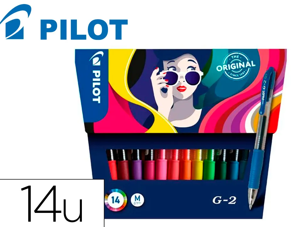 Stylo- bille g-2 pilot pochette 14 pointe moyenne 0.7mm coloris assortis