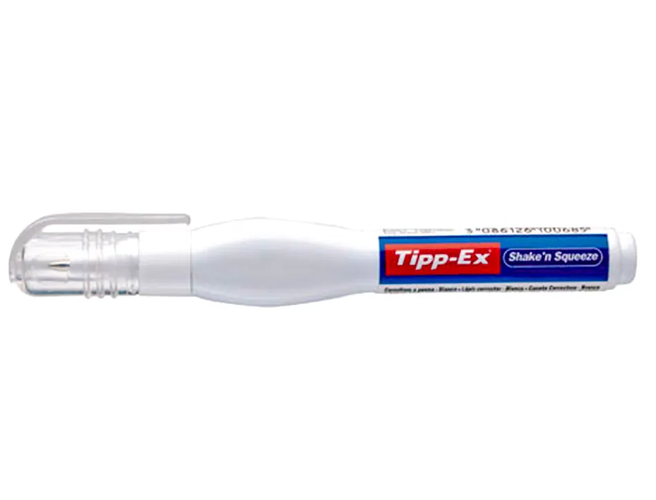 Stylo correcteur tipp-ex shake'n squeeze ergonomique applicateur bille 8ml débit régulé par pression