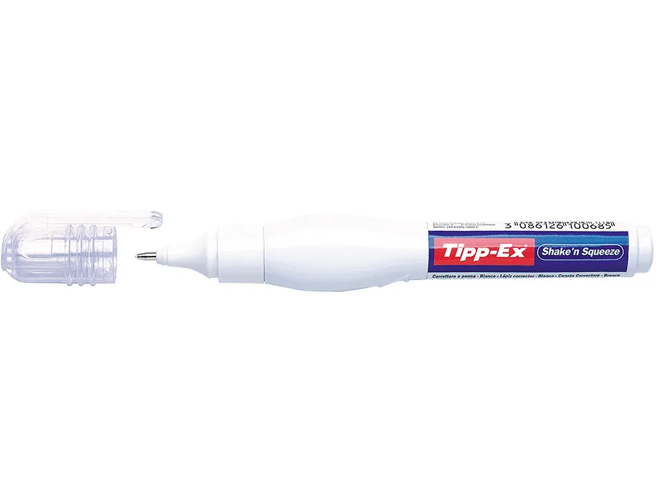 Stylo correcteur tipp-ex shake'n squeeze ergonomique applicateur bille 8ml débit régulé par pression