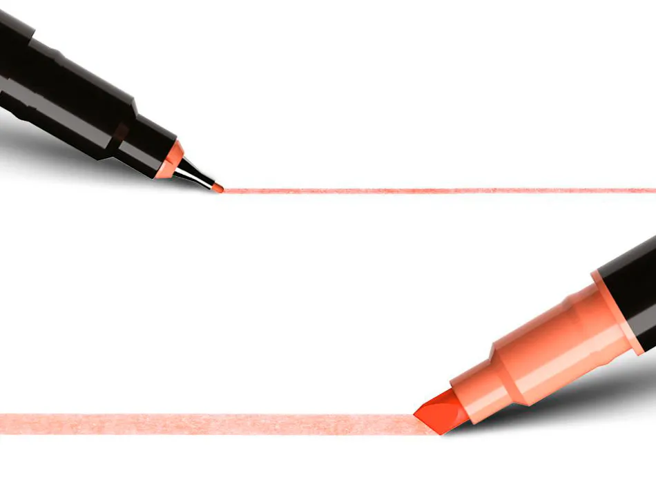 Stylo feutre intensity dual tip pointe biseaute et fine 0,4mm boite de 6 coloris assortis