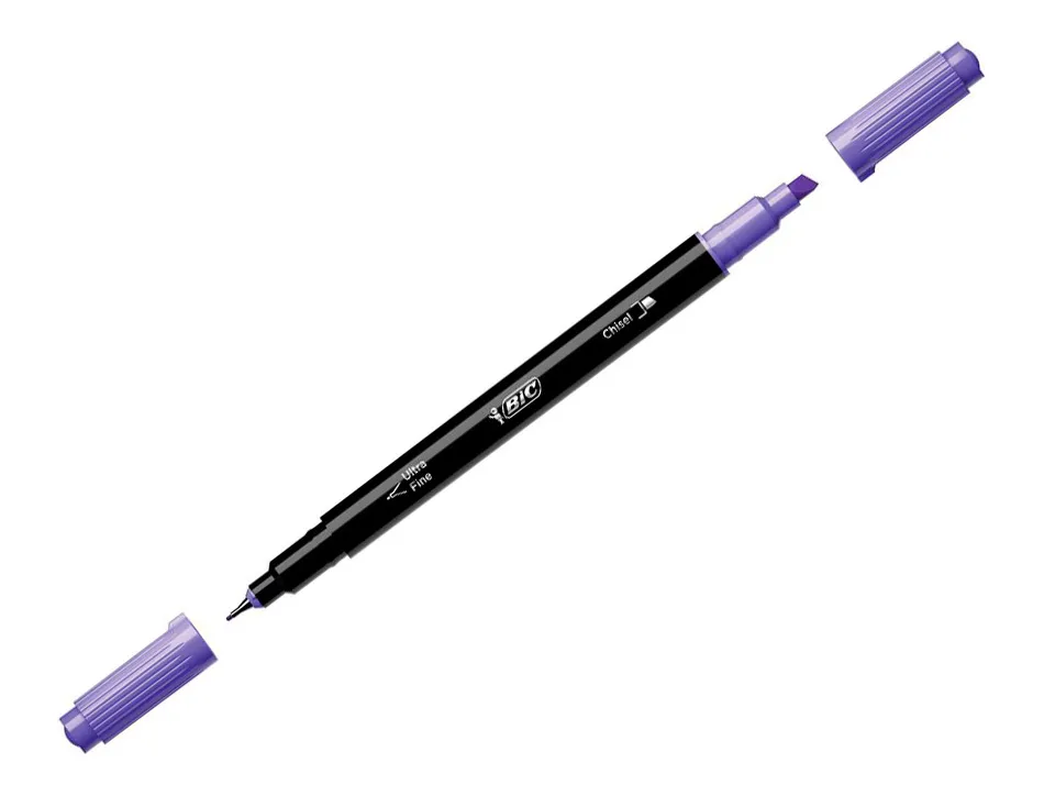 Stylo feutre intensity dual tip pointe biseaute et fine 0,4mm boite de 6 coloris assortis