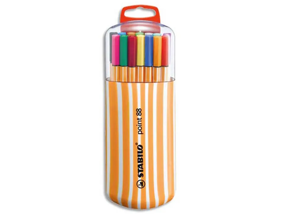 Stylo feutre stabilo point 88 pointe fine 0,4 mm coffret de 20 coloris assortis