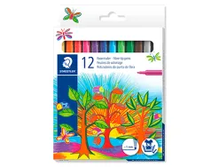 Stylo feutre staedtler 325 pointe moyenne 1mm pack de 12 couleurs assorties
