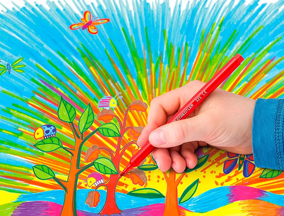 Stylo feutre staedtler 325 pointe moyenne 1mm pack de 24 couleurs assorties