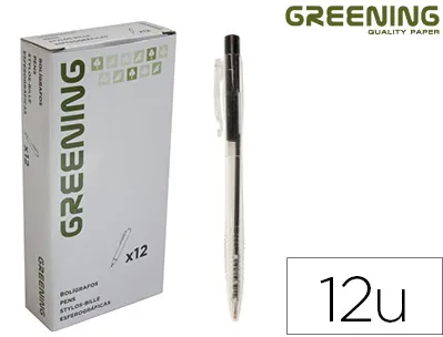 Stylo greening rétractable coloris noir