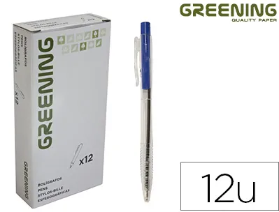 Stylo greening rétractable coloris bleu