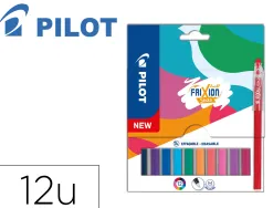 Stylo pilot frixion ball stick pointe 0,7mm encre gel effacable coloris assortis pochette 12 unites