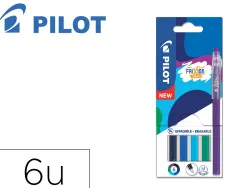 Stylo pilot frixion ball sticks encre effacable pointe 0,7mm 6 coloris assortis tons froids pochette 6 unites