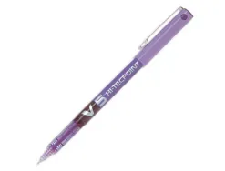 Stylo pilot v5 écriture fine 0.3mm clip métal encre liquide niveau visible pointe indéformable coloris violet
