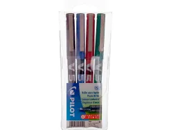Stylo pilot v5 écriture fine 0.3mm clip métal encre liquide niveau visible pointe indéformable pochette 4 unités