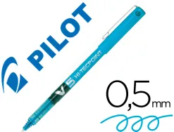 Stylo pilot v5 écriture fine 0.3mm clip métal encre liquide niveau visible pointe indéformable coloris turquoise