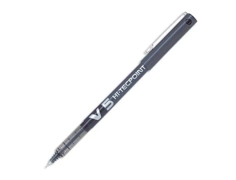 Stylo pilot v5 écriture fine 0.3mm clip métal encre liquide niveau visible pointe indéformable coloris noir