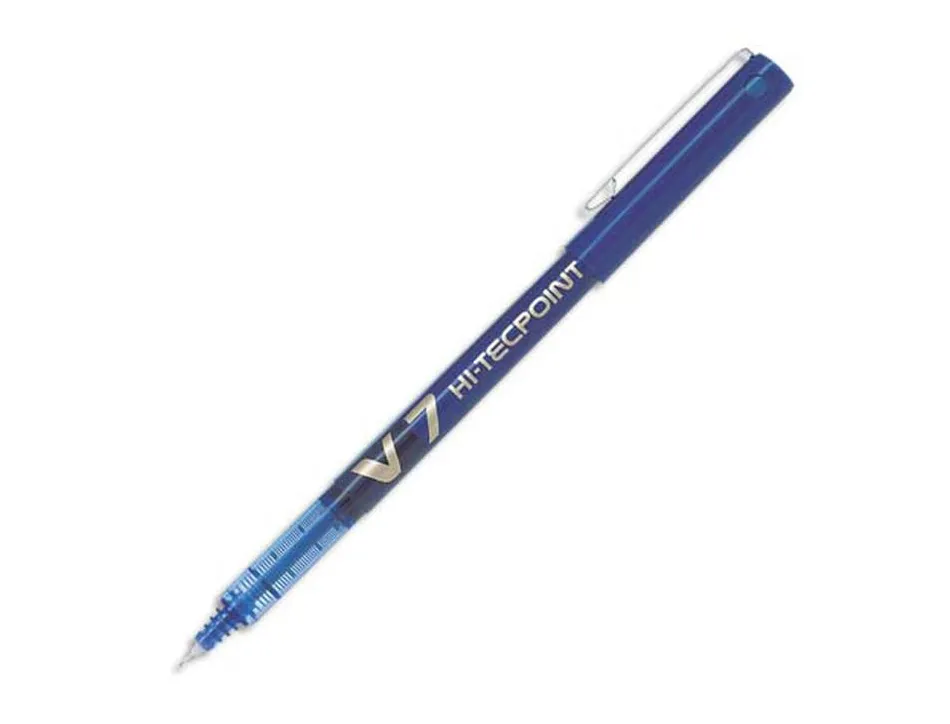 Stylo pilot v7 écriture moyenne 0.7mm clip métal encre liquide niveau visible pointe indéformable trait 0.5 mm col bleu