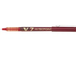 Stylo pilot v7 écriture moyenne 0.7mm clip métal encre liquide niveau visible pointe indéformable trait 0.5 mm col rouge