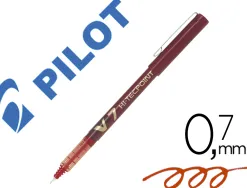 Stylo pilot v7 écriture moyenne 0.7mm clip métal encre liquide niveau visible pointe indéformable trait 0.5 mm col rouge