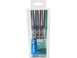 Stylo pilot v7 écriture moyenne 0.5mm clip métal encre liquide niveau visible pointe indéformable pochette 4 unités