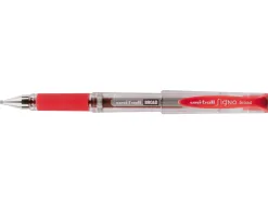 Stylo uniball signo broad encre gel pigmentée écriture large 0.8mm pointe 1mm grip caoutchouc rechargeable rouge