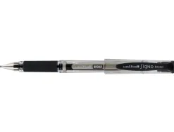 Stylo uniball signo broad encre gel pigmentée écriture large 0.8mm pointe 1mm grip caoutchouc rechargeable noir