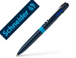Stylo-bille 4 couleurs schneider take 4 medium viscoglide rechargeable clip metal corps plastique recycle