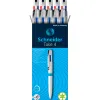 Stylo-bille 4 couleurs schneider take 4 medium viscoglide rechargeable clip metal corps plastique recycle
