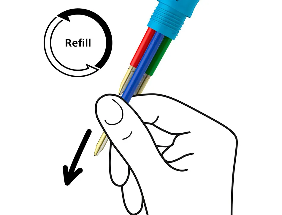 Stylo-bille 4 couleurs schneider take 4 medium viscoglide rechargeable clip metal corps plastique recycle