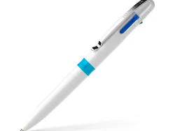 Stylo-bille 4 couleurs schneider take 4 medium viscoglide rechargeable clip metal corps plastique recycle