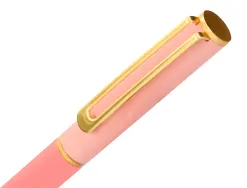 Stylo-bille belius bari pointe 1 mm encre bleu coloris rose pastel boite cadeau de 2 u