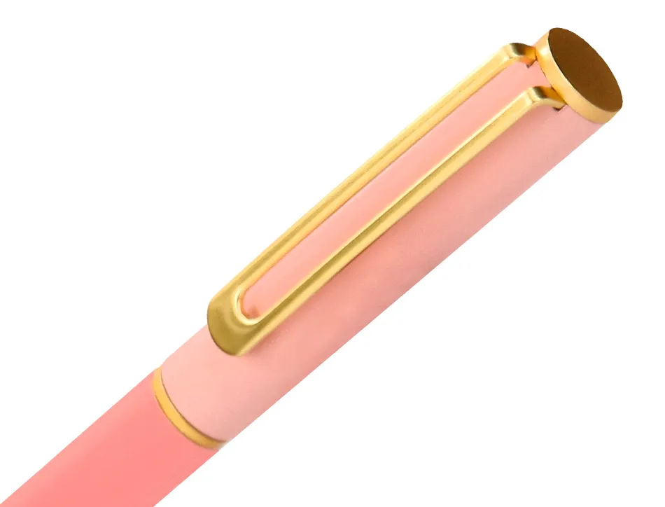 Stylo-bille belius bari pointe 1 mm encre bleu coloris rose pastel boite cadeau de 2 u