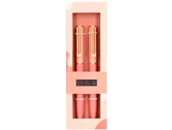 Stylo-bille belius bari pointe 1 mm encre bleu coloris rose pastel boite cadeau de 2 u