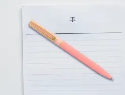 Stylo-bille belius bari pointe 1 mm encre bleu coloris rose pastel boite cadeau de 2 u
