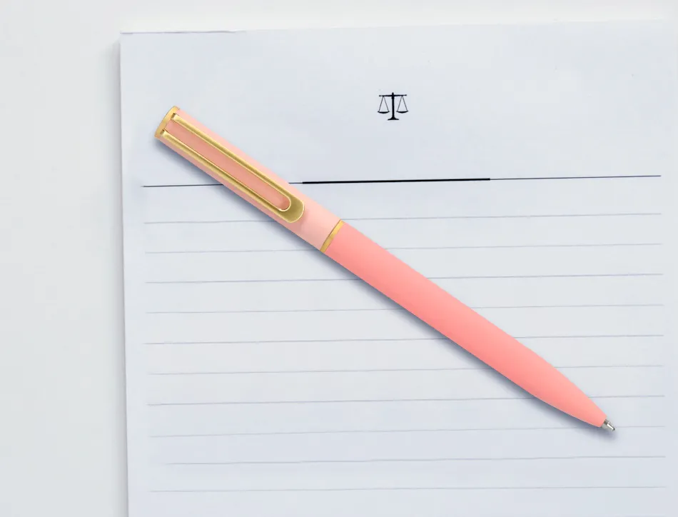 Stylo-bille belius bari pointe 1 mm encre bleu coloris rose pastel boite cadeau de 2 u