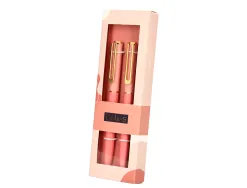 Stylo-bille belius bari pointe 1 mm encre bleu coloris rose pastel boite cadeau de 2 u