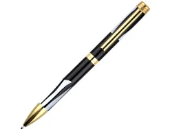 Stylo-bille belius b&w aluminium attributs or encre bleue coloris blanc zebrures noires dans coffret cadeau