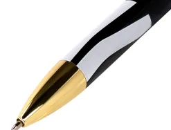 Stylo-bille belius b&w aluminium attributs or encre bleue coloris blanc zebrures noires dans coffret cadeau