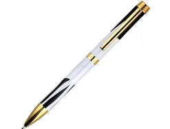 Stylo-bille belius b&w aluminium attributs or encre bleue coloris noir zebrures blanches dans coffret cadeau