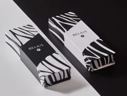 Stylo-bille belius b&w aluminium attributs or encre bleue coloris noir zebrures blanches dans coffret cadeau