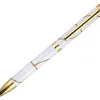 Stylo-bille belius carte blanche aluminium details et attributs or encre bleue coloris blanc dans coffret cadeau