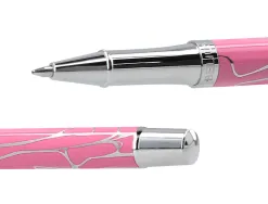 Stylo-bille belius cocktails cosmopolitan aluminium encre bleue relief rose argente boite design