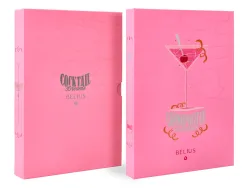 Stylo-bille belius cocktails cosmopolitan aluminium encre bleue relief rose argente boite design
