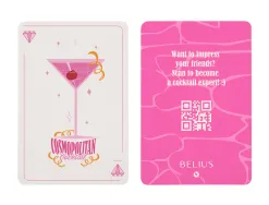 Stylo-bille belius cocktails cosmopolitan aluminium encre bleue relief rose argente boite design