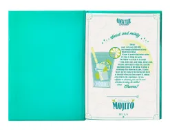 Stylo-bille belius cocktails mojito aluminium encre bleue relief vert argente boite design