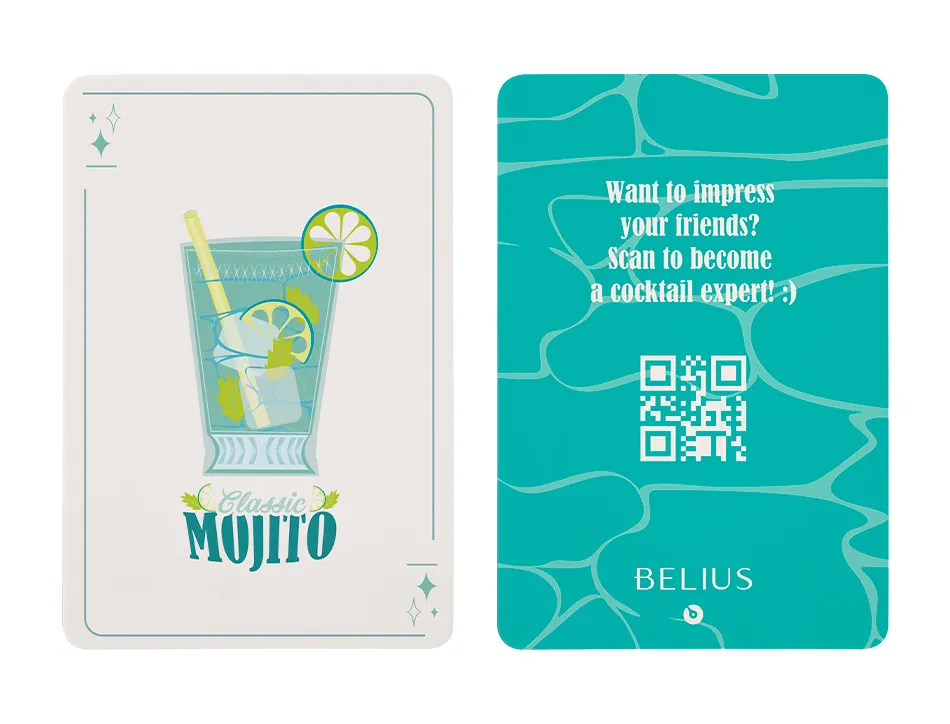 Stylo-bille belius cocktails mojito aluminium encre bleue relief vert argente boite design